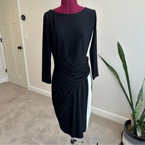 Lauren Ralph Lauren Black and White Women's Ruched Dress size 10
